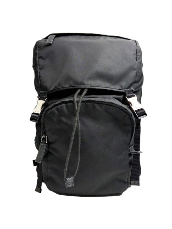 Prada Logo Patch Backpack Black main image 5